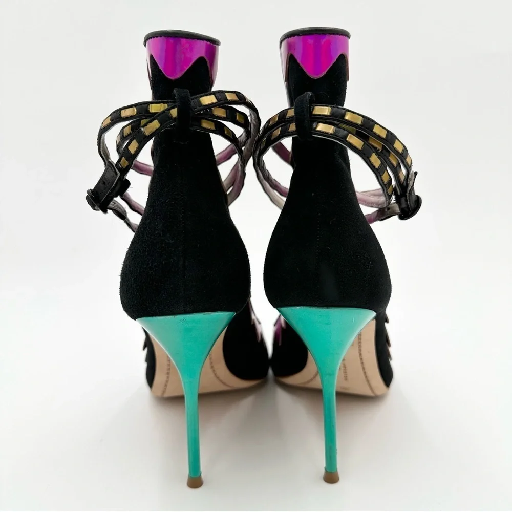 Sophia Webster Roka Iridescent Leather and Suede Pumps
